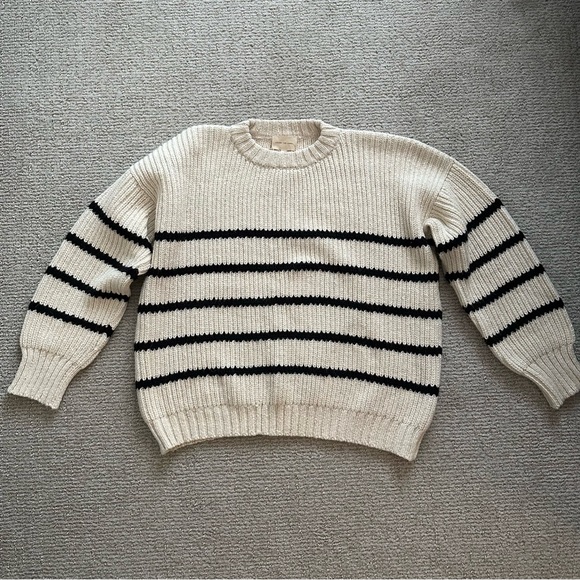 Laude The Label Field Sweater in Cream and Black Stripe - Picture 4 of 10